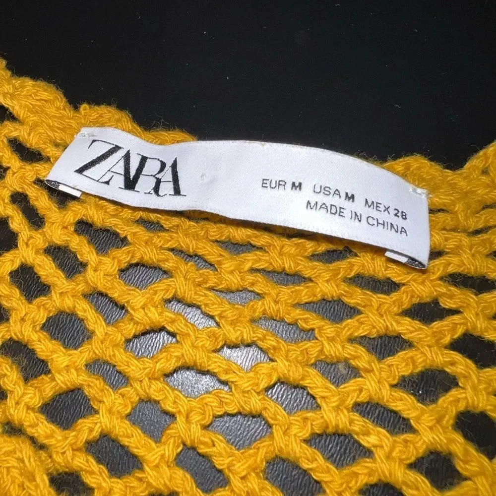Zara Saffron Full Crochet Peplum Top Size Medium EUC boho festival